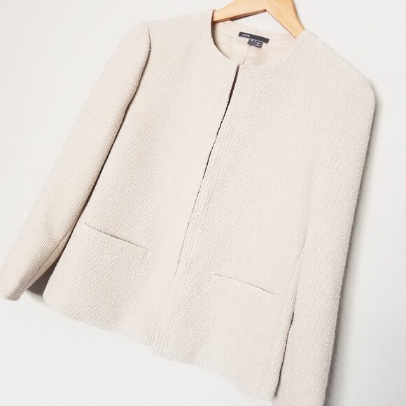 Vince Boucle Jacket Size 6 Blazer Textured 3/4 Sleeves Crop Office Preppy $365 - Picture 5 of 16